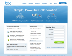box.net homepage screenshot