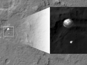 Mars Curiosity Rover parachuting Mars Curiosity Rover parachuting