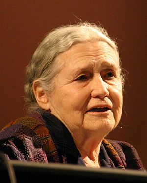 English: Doris Lessing, British writer, at lit...