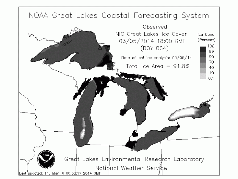 Great Lakes Ice Coverage March 2014