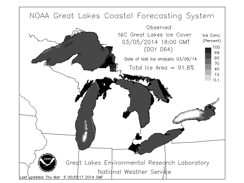 Great Lakes Ice Coverage March 2014