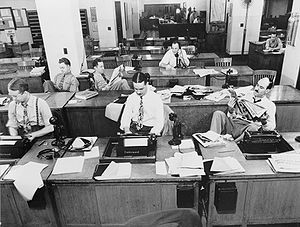 New York, New York. Newsroom of the New York T...
