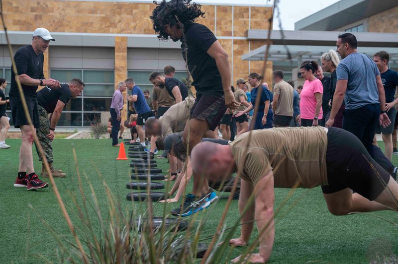 Civilians training with military colleagues